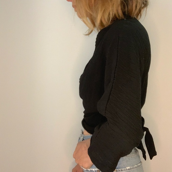 Vintage Black Gauze Wrap Boho Top - Picture 5 of 14